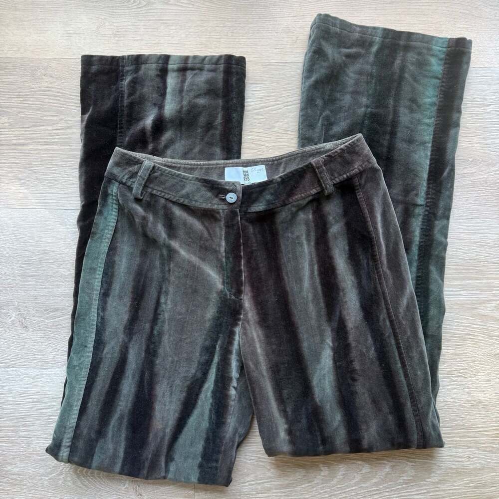 Vintage Euro Designer Irene Van Ryb Velvet Pants Size 40 Grey Striped